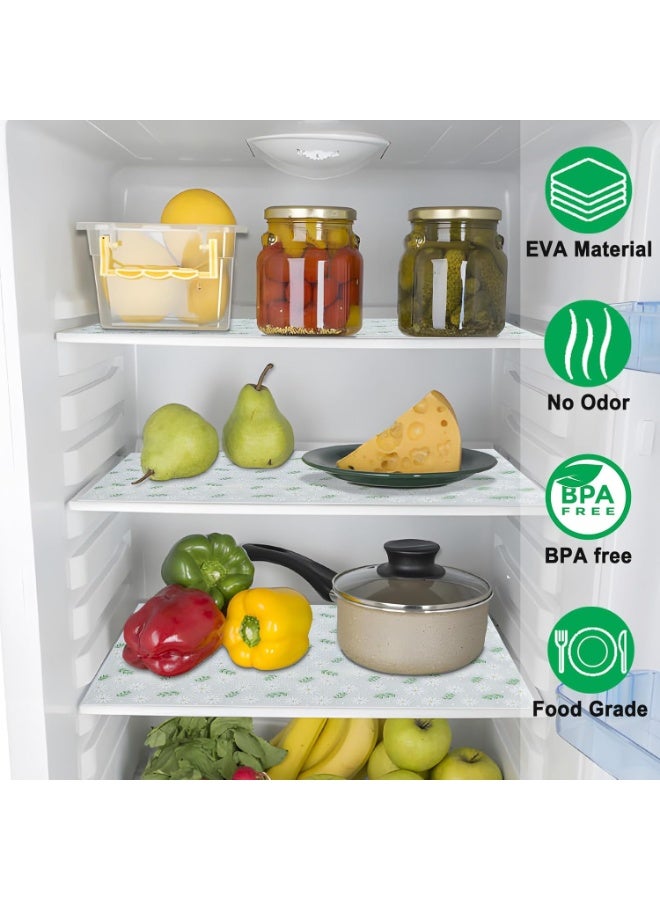 Shelf Liner, Waterproof Refrigerator Liner, Drawer Liners for Kitchen Cabinet, Bathroom Sink Mat No Slip Cupboard Mats Non Adhesive Fridge Liner EVA Place Mats Roll - Leaf Daisy 2"×17.7" - Image 3